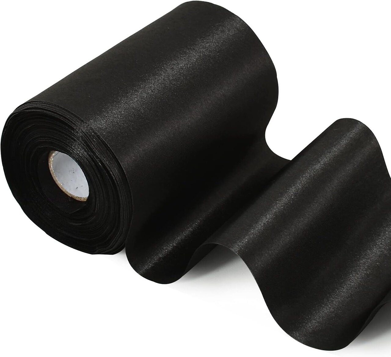 4 Inch Wide Black Solid Satin Ribbon 22yd Fabric Large Ribbon